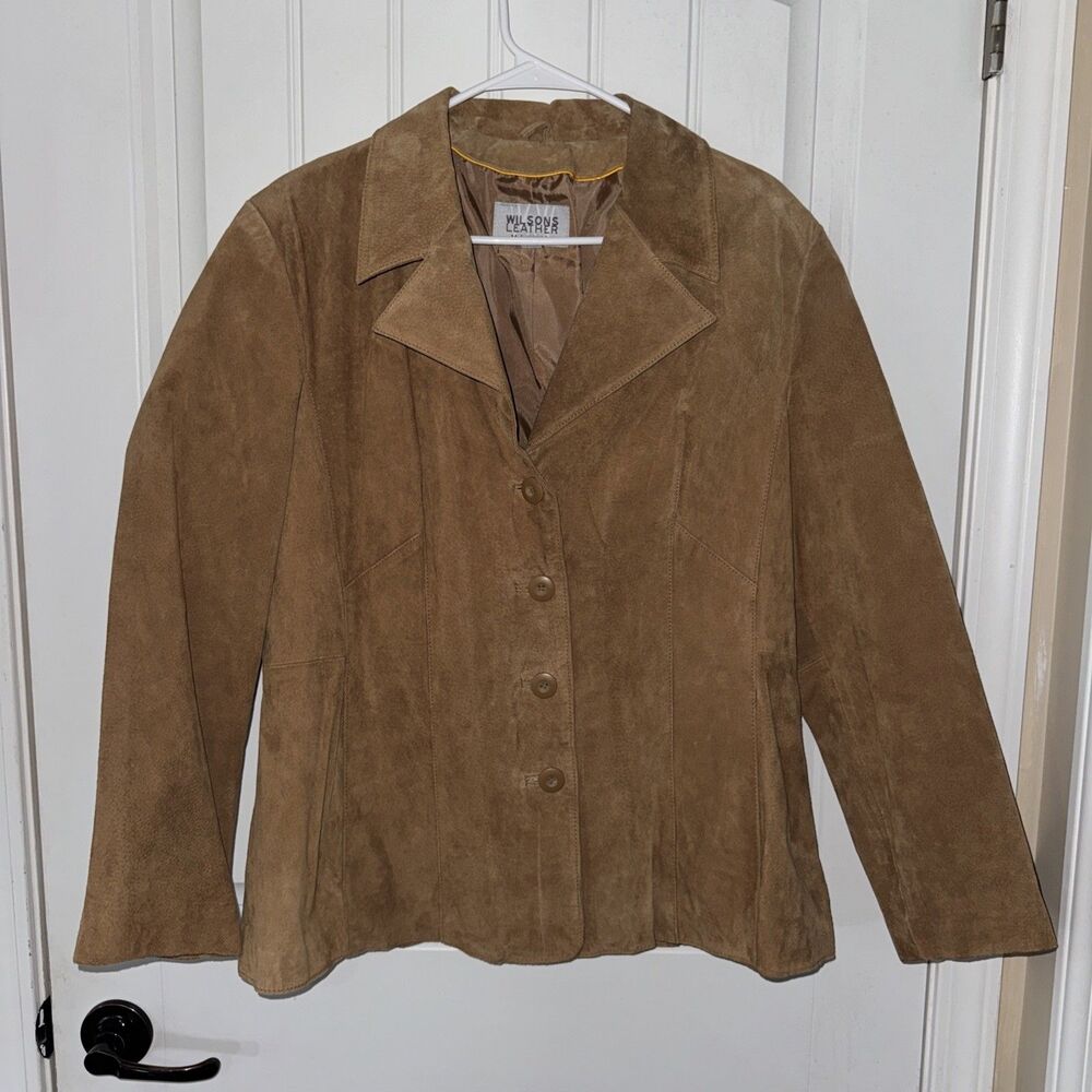 Wilsons Leather suede  Maxima Tan Blazer Jacket Ladies Size XL Vintage